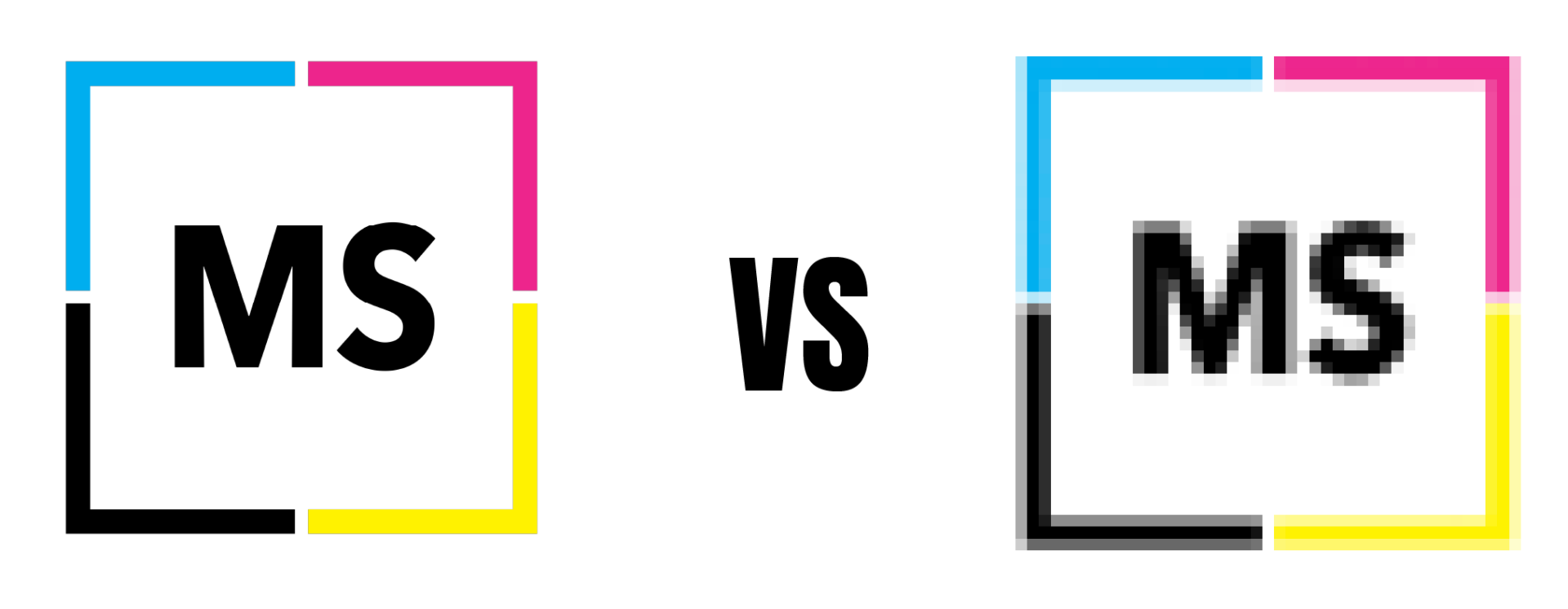 cette photo met en avant la différence entre un logo vectoriel et un logo non vectoriel.