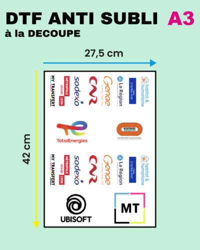 DTF Anti Subli A3 à la découpe